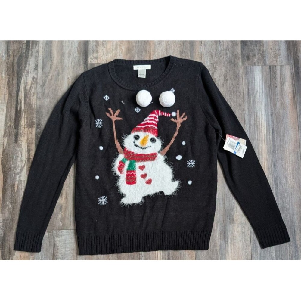 Belle De Jour Christmas Sweater “Juggling Snowman" Women's Size XLARGE NEW NWT